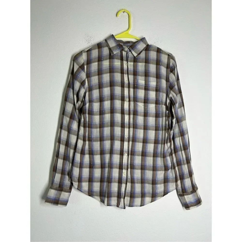 GAP Womenโs Plaidย Shirt LongโSleeveโCottonโSizeโS